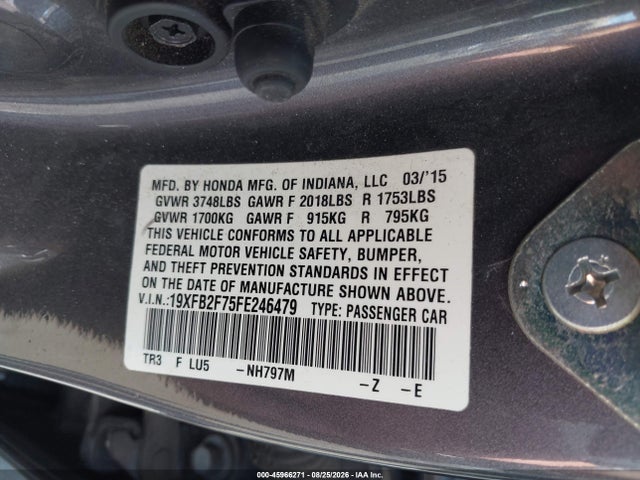 19XFB2F75FE246479 Honda CIVIC SE