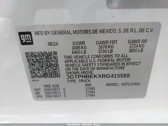 Продаж на аукціоні авто 2024 Gmc Sierra 1500 2wd  Short Box Sle, vin: 3GTPHBEKXRG415588, номер лоту: 45966284