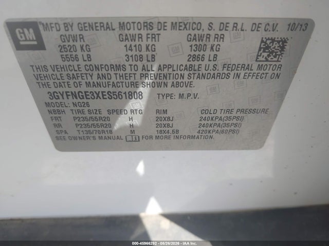 Продажа на аукционе авто 2014 Cadillac Srx Premium Collection, vin: 3GYFNGE3XES561808, номер лота: 45966292