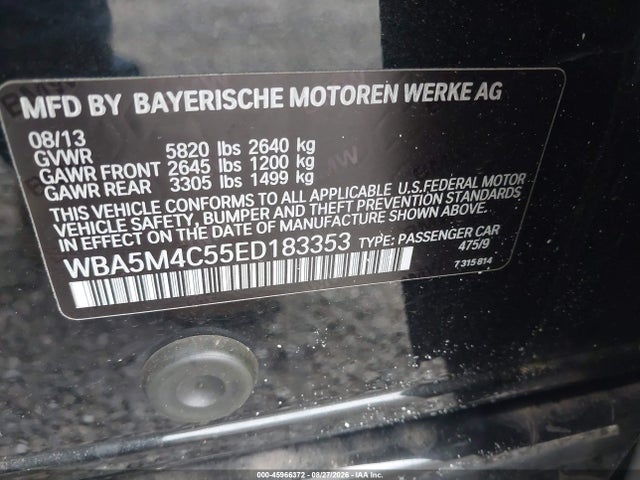 Aukcja sprzedaży 2014 Bmw 535i Gran Turismo Xdrive, vin: WBA5M4C55ED183353, numer aukcji: 45966372