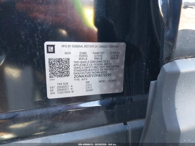 Chevrolet EQUINOX LT 2019 2GNAXUEV2K6272210 Image 9