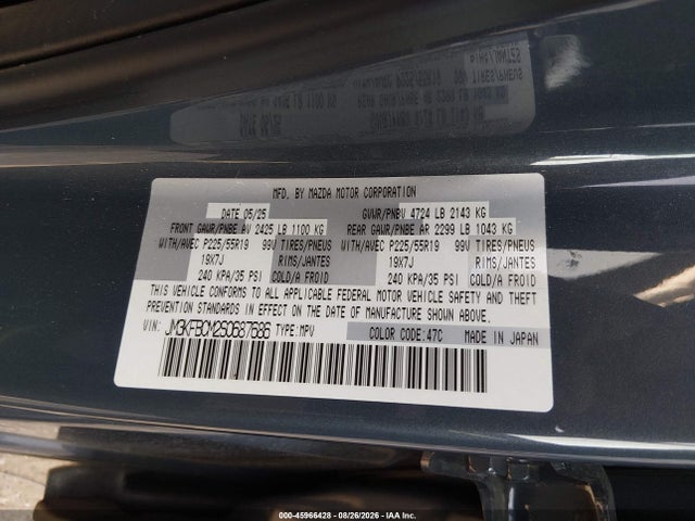 Aukcja sprzedaży 2025 Mazda Cx-5 2.5 S Carbon Edition, vin: JM3KFBCM2S0687686, numer aukcji: 45966428