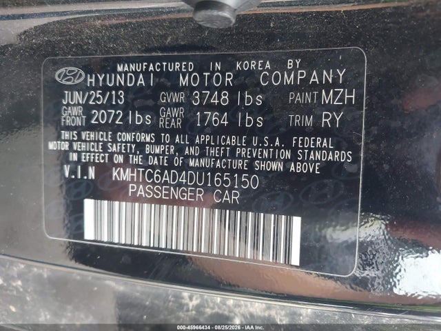 Продажа на аукционе авто 2013 Hyundai Veloster Base W/gray, vin: KMHTC6AD4DU165150, номер лота: 45966434