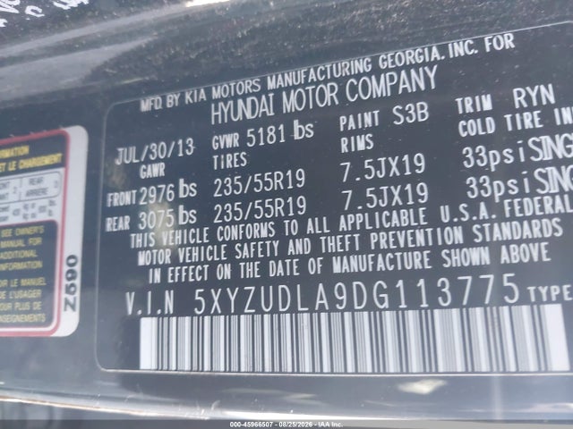 Продажа на аукционе авто 2013 Hyundai Santa Fe Sport 2.0t, vin: 5XYZUDLA9DG113775, номер лота: 45966507