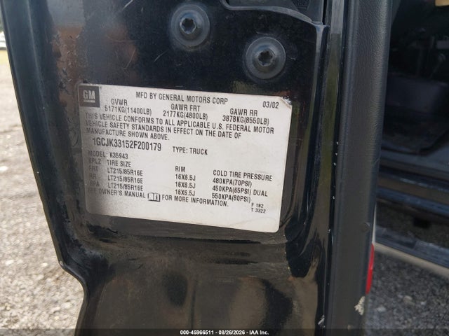 Продажа на аукционе авто 2002 Chevrolet Silverado 3500 Ls, vin: 1GCJK33152F200179, номер лота: 45966511