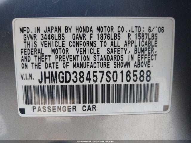 Продаж на аукціоні авто 2007 Honda Fit, vin: JHMGD38457S016588, номер лоту: 45966548