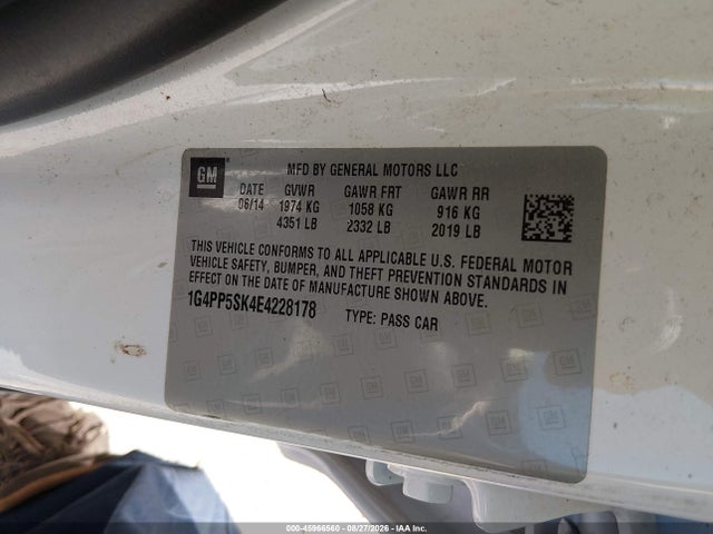 45966560 :رقم المزاد ، 1G4PP5SK4E4228178 vin ، 2014 Buick Verano مزاد بيع
