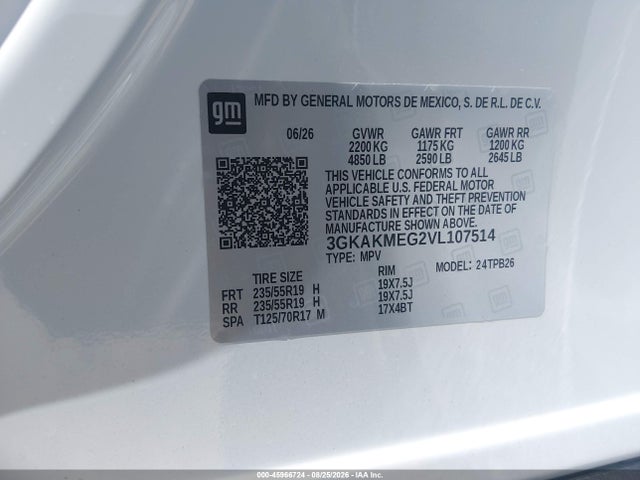 Aukcja sprzedaży 2027 Gmc Terrain, vin: 3GKAKMEG2VL107514, numer aukcji: 45966724