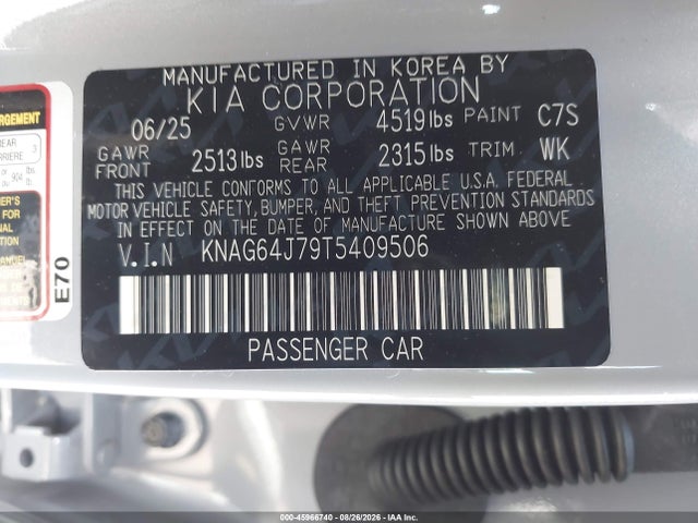 Продаж на аукціоні авто 2026 Kia K5 Gt-line Awd, vin: KNAG64J79T5409506, номер лоту: 45966740
