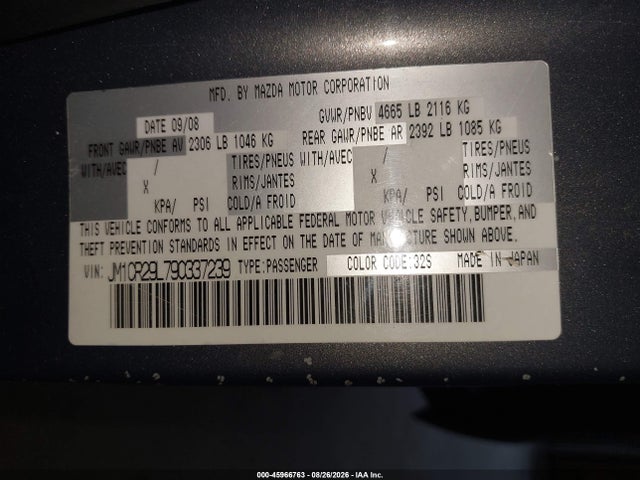 Aukcja sprzedaży 2009 Mazda Mazda5 Sport, vin: JM1CR29L790337239, numer aukcji: 45966763