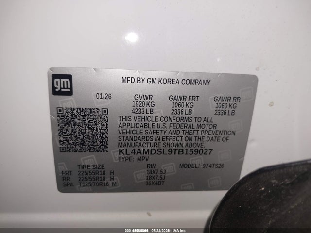 Aukcja sprzedaży 2026 Buick Encore Gx Sport Touring Fwd, vin: KL4AMDSL9TB159027, numer aukcji: 45966866