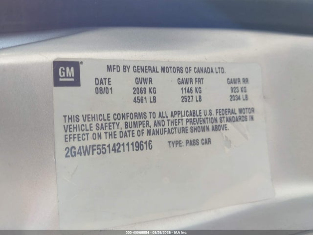 Продаж на аукціоні авто 2002 Buick Regal Gs, vin: 2G4WF551421119616, номер лоту: 45966884