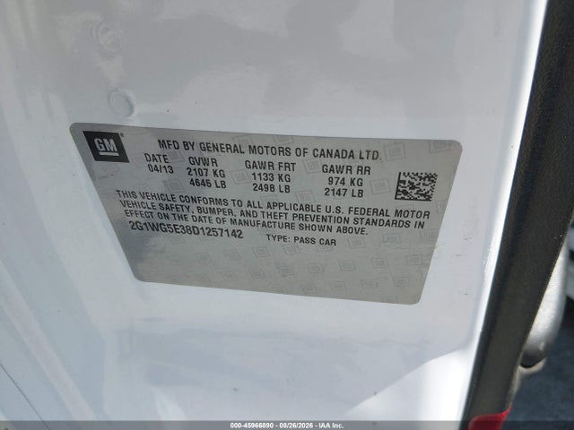 Продажа на аукционе авто 2013 Chevrolet Impala Lt, vin: 2G1WG5E38D1257142, номер лота: 45966890