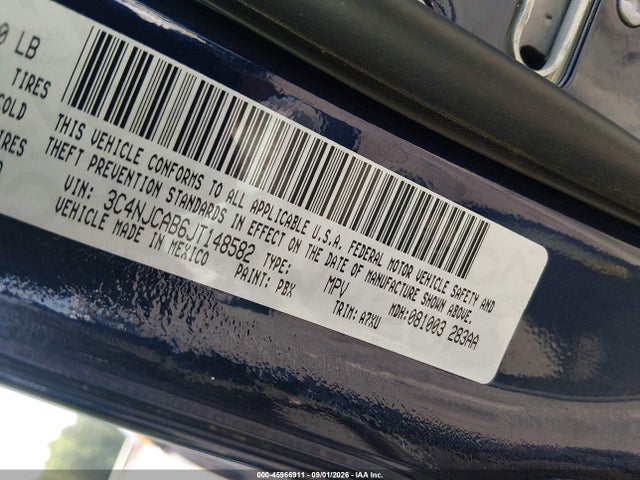 45966911 :رقم المزاد ، 3C4NJCAB6JT148582 vin ، 2018 Jeep Compass Sport Fwd مزاد بيع