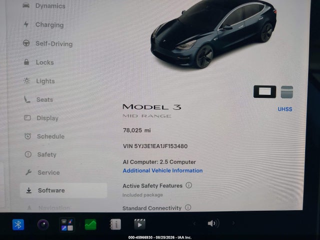 2018 Tesla Model 3 Long Range/mid Range მანქანა იყიდება აუქციონზე, vin: 5YJ3E1EA1JF153480, აუქციონის ნომერი: 45966930