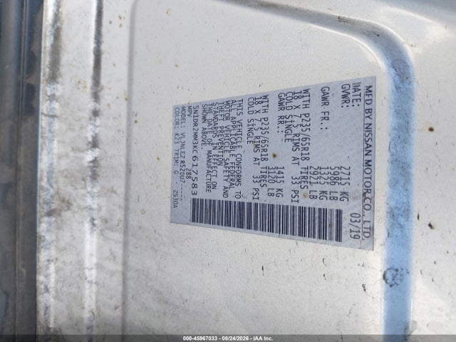 Nissan Pathfinder Sv 2019 5N1DR2MM3KC617583 Image 9