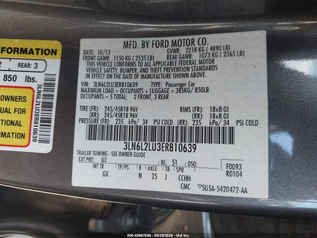 Aukcja sprzedaży 2014 Lincoln Mkz Hybrid, vin: 3LN6L2LU3ER810639, numer aukcji: 45967046