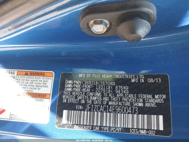 Продажа на аукционе авто 2014 Subaru Brz Limited, vin: JF1ZCAC14E9600473, номер лота: 45967058