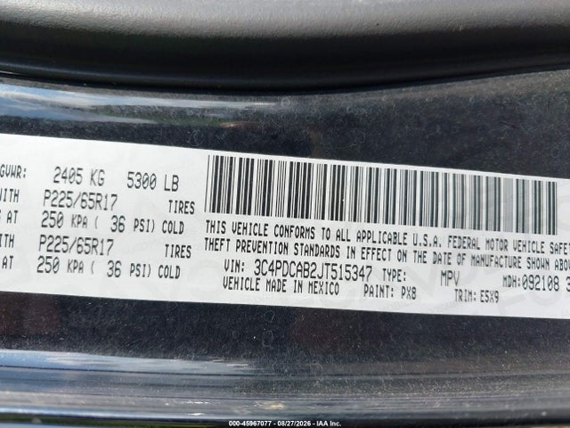 Auction sale of the 2018 Dodge Journey Se, vin: 3C4PDCAB2JT515347, lot number: 45967077