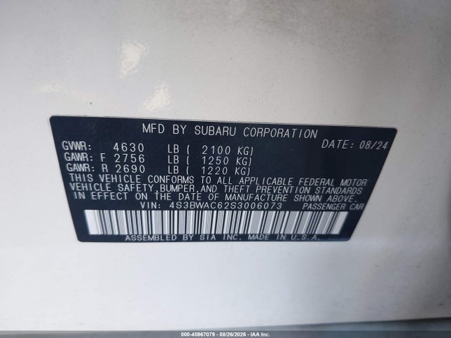 Subaru Legacy Premium 2025 4S3BWAC62S3006073 Image 9