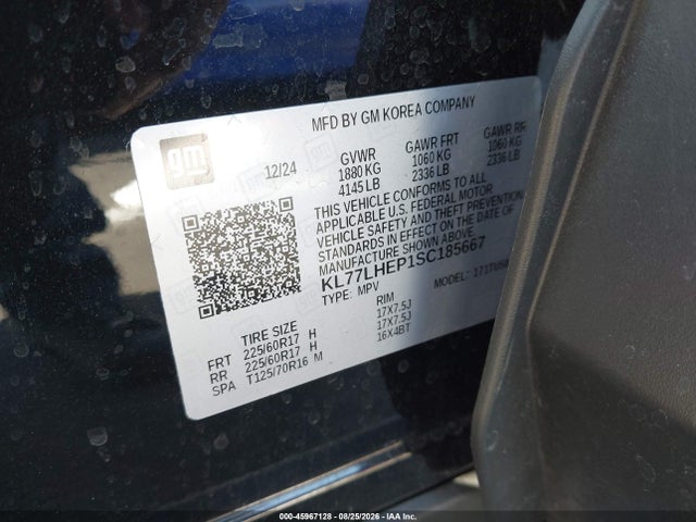 Продаж на аукціоні авто 2025 Chevrolet Trax Fwd Lt, vin: KL77LHEP1SC185667, номер лоту: 45967128