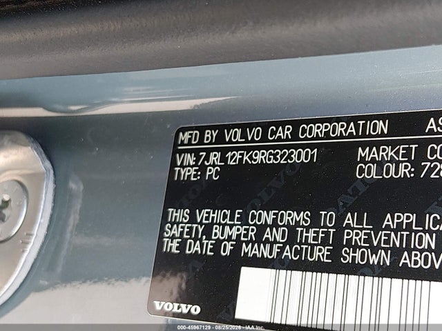 7JRL12FK9RG323001 Volvo S60 B5 Core Dark Theme