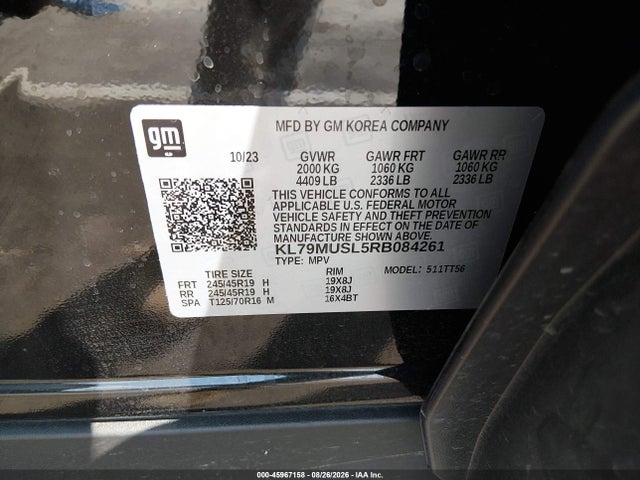 Продажа на аукционе авто 2024 Chevrolet Trailblazer Awd Rs, vin: KL79MUSL5RB084261, номер лота: 45967158