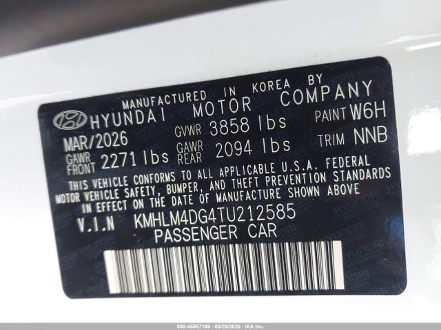 KMHLM4DG4TU212585 Hyundai Elantra Sel Sport