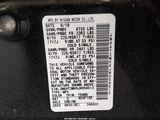 Nissan ROGUE SV 2018 JN8AT2MVXJW354513 Image 9