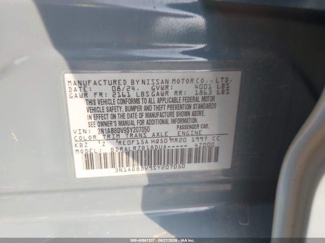 Nissan SENTRA SR 2025 3N1AB8DV9SY207050 Image 9