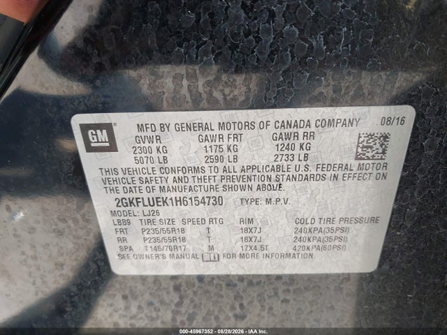 GMC Terrain Slt 2017 2GKFLUEK1H6154730 Image 9