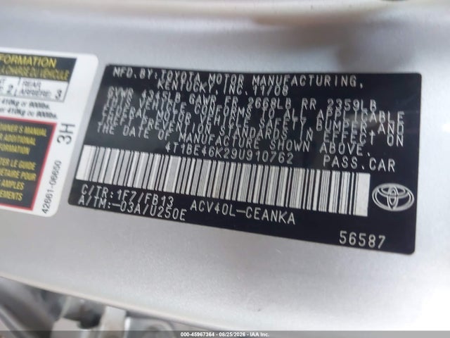 Aukcja sprzedaży 2009 Toyota Camry Le, vin: 4T1BE46K29U910762, numer aukcji: 45967364
