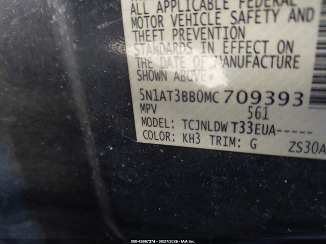 2021 Nissan Rogue Sv Intelligent Awd მანქანა იყიდება აუქციონზე, vin: 5N1AT3BB0MC709393, აუქციონის ნომერი: 45967374