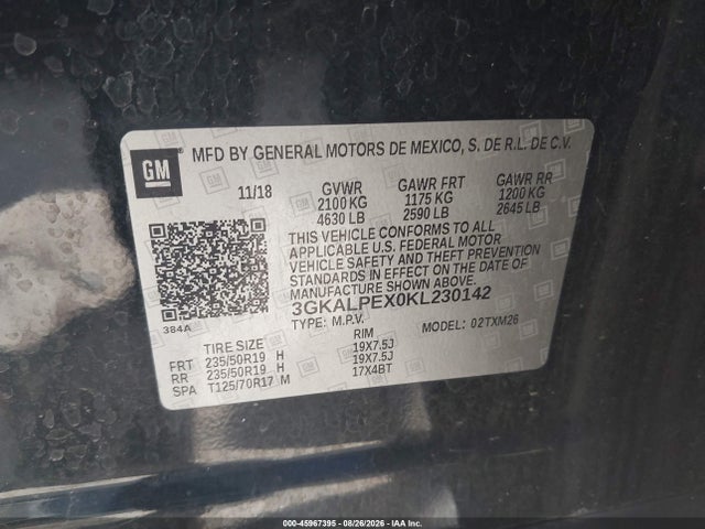 45967395 :رقم المزاد ، 3GKALPEX0KL230142 vin ، 2019 Gmc Terrain Slt مزاد بيع