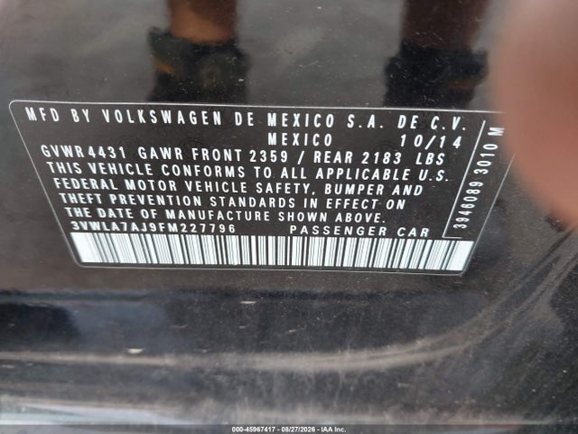 3VWLA7AJ9FM227796 Volkswagen Jetta 2.0l Tdi Se