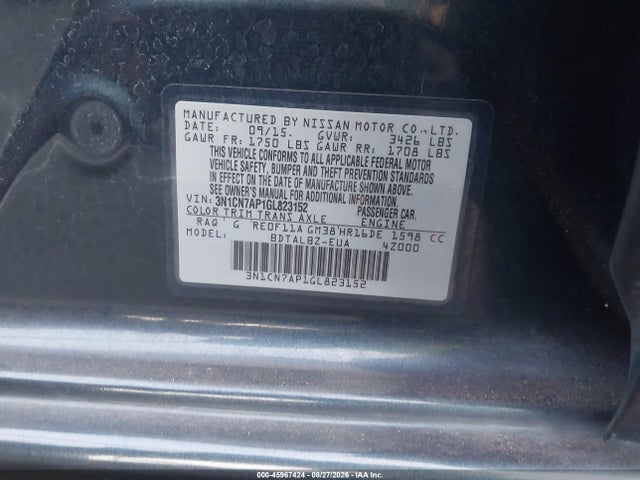Nissan Versa 1.6 Sv 2016 3N1CN7AP1GL823152 Image 9