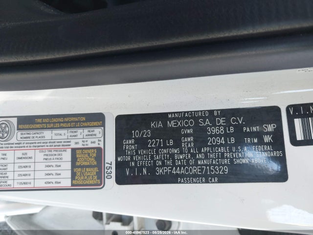 Продажа на аукционе авто 2024 Kia Forte Gt, vin: 3KPF44AC0RE715329, номер лота: 45967523
