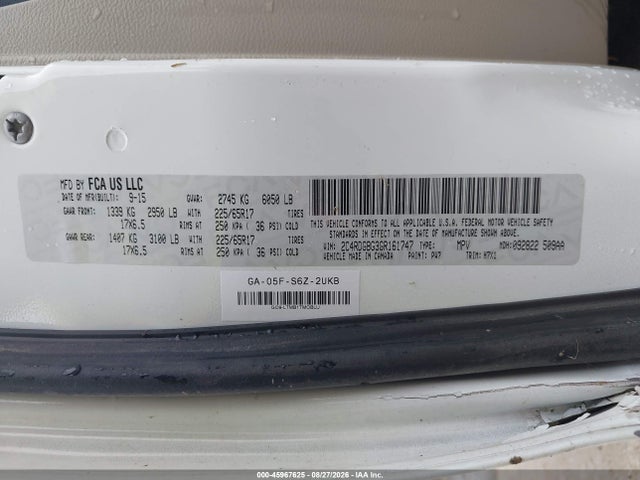 Продаж на аукціоні авто 2016 Dodge Grand Caravan Se, vin: 2C4RDGBG3GR161747, номер лоту: 45967625