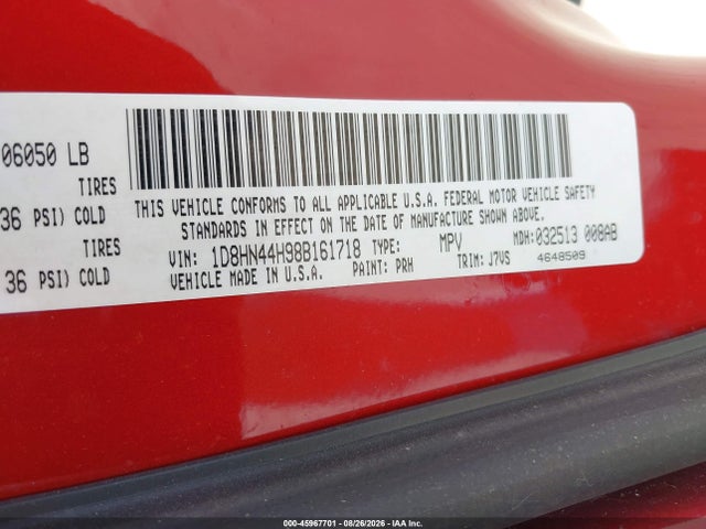 Продаж на аукціоні авто 2008 Dodge Grand Caravan Se, vin: 1D8HN44H98B161718, номер лоту: 45967701