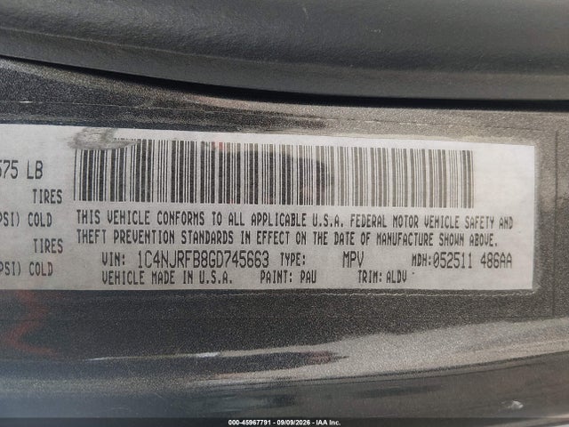 Aukcja sprzedaży 2016 Jeep Patriot High Altitude Edition, vin: 1C4NJRFB8GD745663, numer aukcji: 45967791