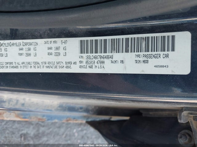 2008 Dodge Avenger Se მანქანა იყიდება აუქციონზე, vin: 1B3LC46K78N648648, აუქციონის ნომერი: 45967845