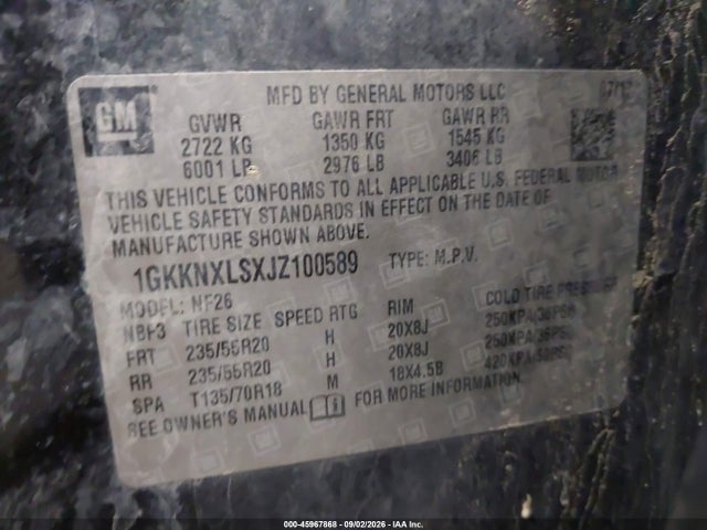 2018 Gmc Acadia Denali მანქანა იყიდება აუქციონზე, vin: 1GKKNXLSXJZ100589, აუქციონის ნომერი: 45967868