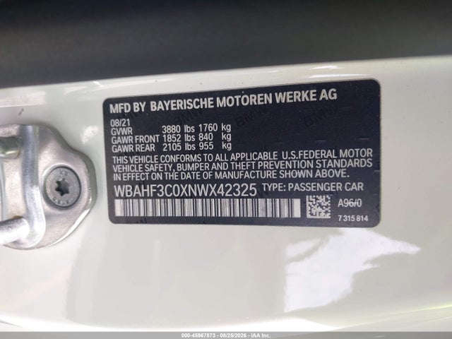 2022 Bmw Z4 Sdrive30i მანქანა იყიდება აუქციონზე, vin: WBAHF3C0XNWX42325, აუქციონის ნომერი: 45967873