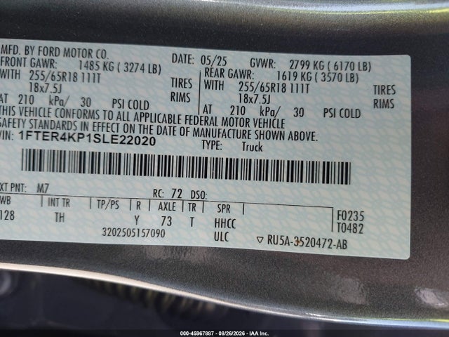 Ford Ranger Lariat 2025 1FTER4KP1SLE22020 Image 9
