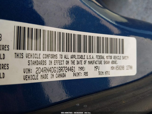 Продажа на аукционе авто 2011 Dodge Grand Caravan Express, vin: 2D4RN4DG1BR724461, номер лота: 45967893
