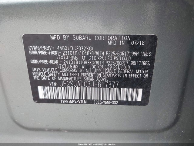 Subaru Forester 2.5i Premium 2018 JF2SJAEC3JH617377 Image 9
