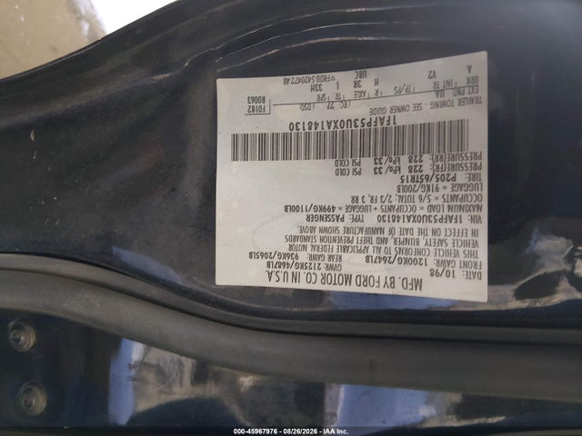 1999 Ford Taurus Se/se-ne მანქანა იყიდება აუქციონზე, vin: 1FAFP53UOXA148130, აუქციონის ნომერი: 45967976