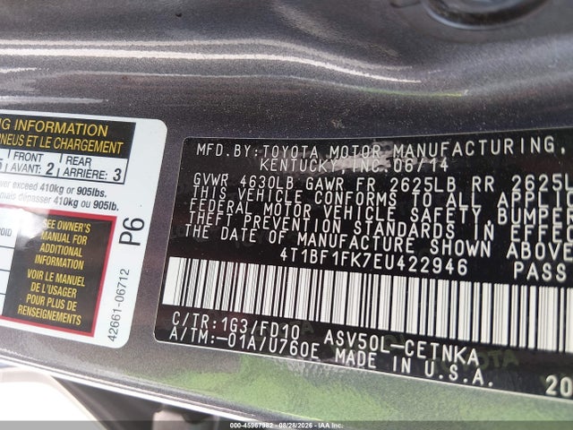 Toyota CAMRY LE 2014 4T1BF1FK7EU422946 Image 9