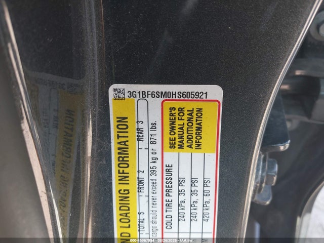 2017 Chevrolet Cruze Premier Auto მანქანა იყიდება აუქციონზე, vin: 3G1BF6SM0HS605921, აუქციონის ნომერი: 45967994