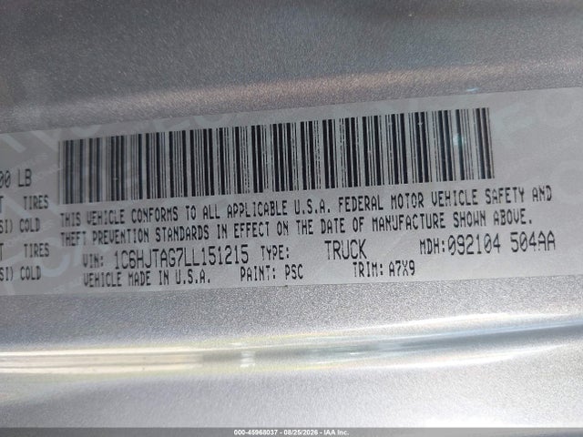 Aukcja sprzedaży 2020 Jeep Gladiator Sport S 4x4, vin: 1C6HJTAG7LL151215, numer aukcji: 45968037